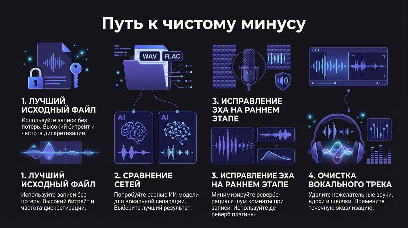 Что делать, если в минусе остаётся призвук вокала в Lalal.ai — фото 7