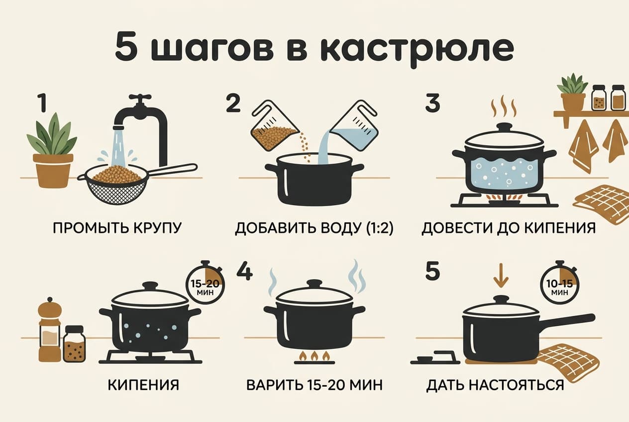 Сколько варить гречку после закипания: тайминги и пропорции — фото 1
