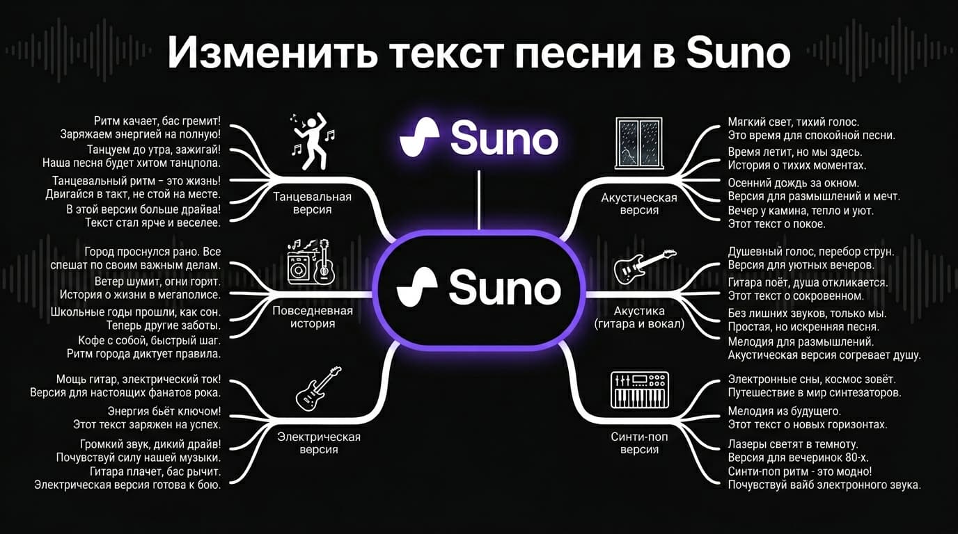 Правка текста песни в Suno: какой инструмент выбрать в зависимости от ситуации