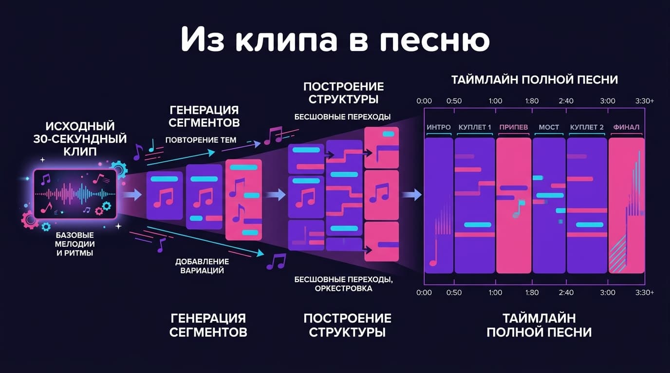 Как продлить трек до полной песни в Udio: Extend от клипа до финала — фото 1