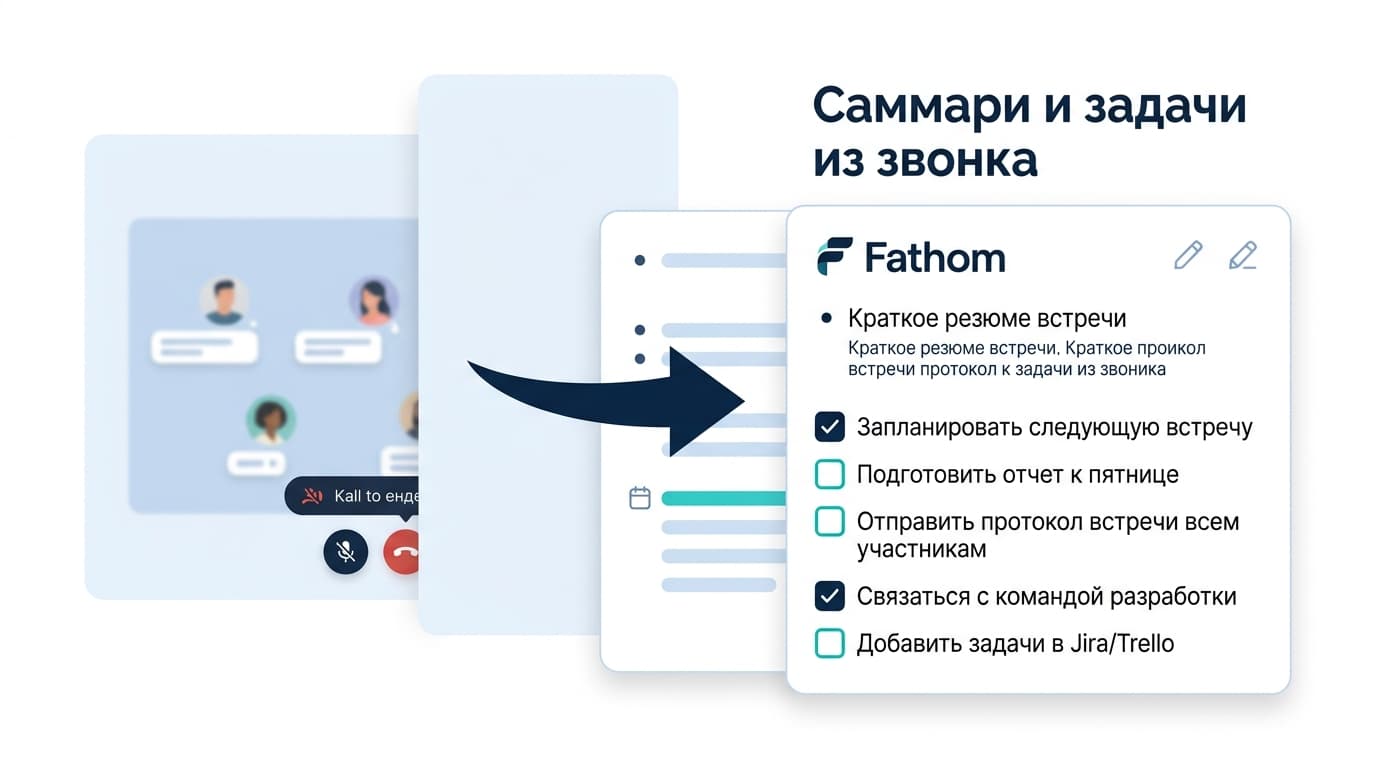Саммари и action items в Fathom: как получить их после каждого звонка