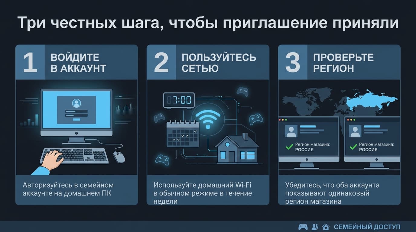 «Ваша активность в Steam не указывает, что вы живёте вместе»: разбираем ошибку семейной группы и как её закрыть по-честному — фото 3