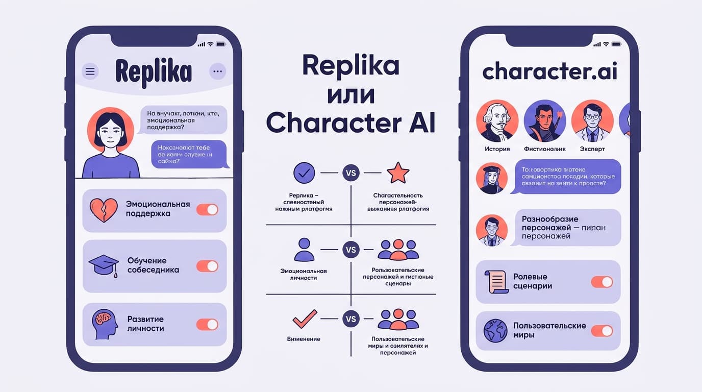Когда выбрать Replika, а когда Character AI: честное сравнение компаньонов