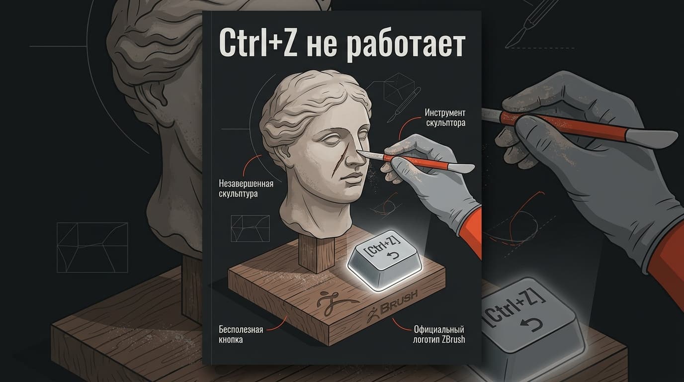 Не работает кнопка Ctrl+Z в ZBrush: почему отмена молчит и как вернуть историю