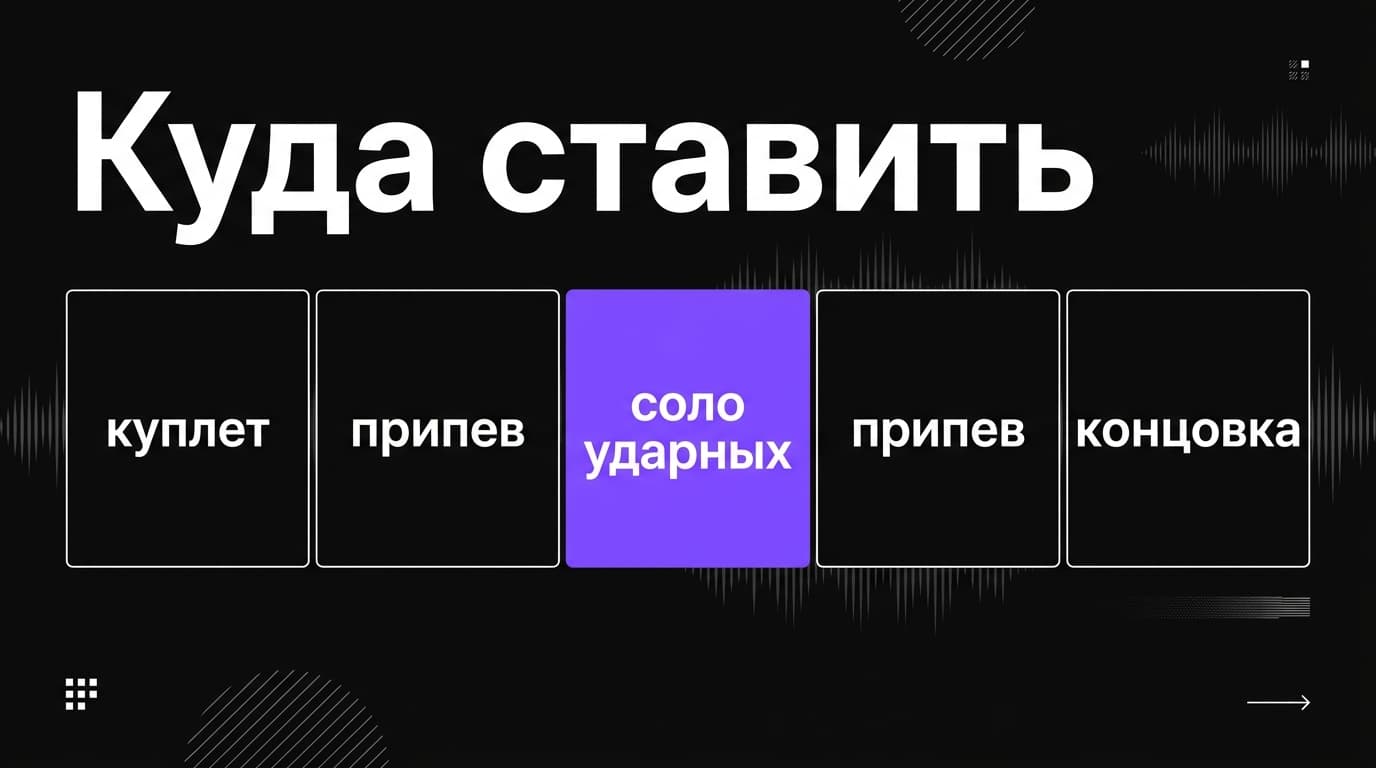 Барабанное соло в Suno: как прописать метки в промпте, чтобы ударные зазвучали отдельно — фото 2