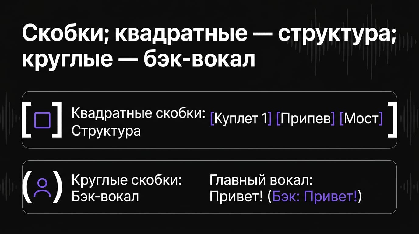 Бэк-вокал в Suno: как круглыми скобками добавить подпевку и эхо в трек — фото 1