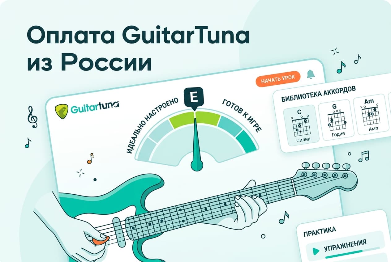 Как оплатить GuitarTuna из России в 2026 году: подписку без зарубежной карты
