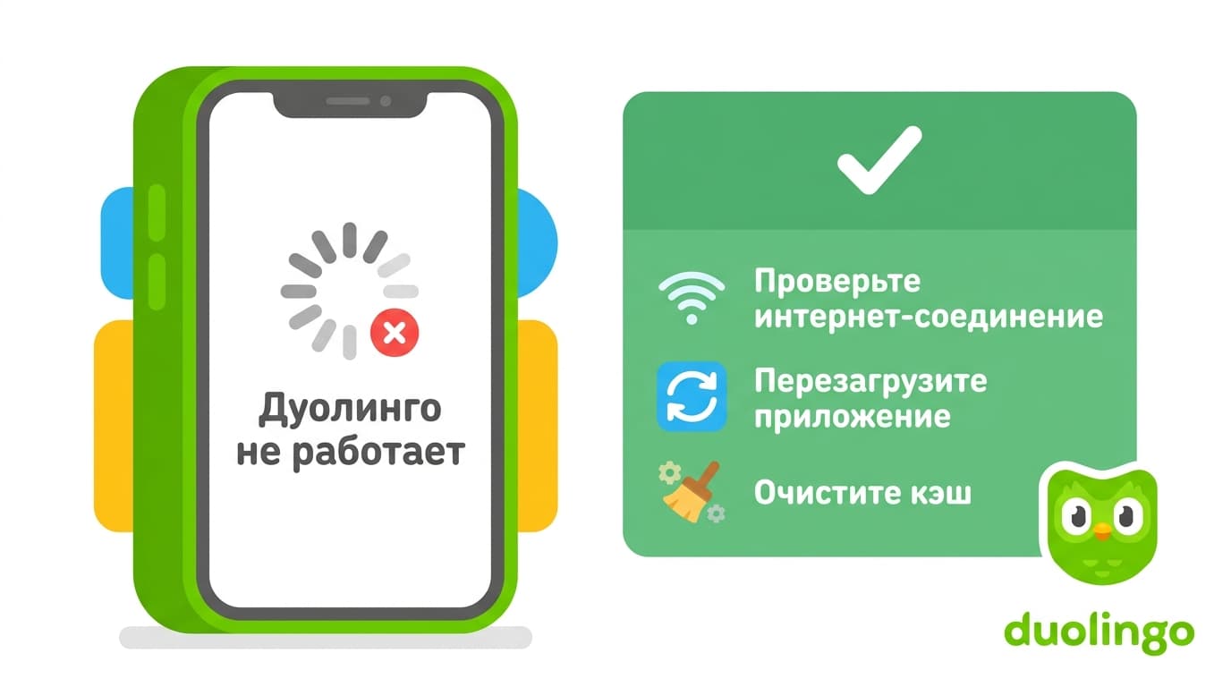 Duolingo не работает: что именно сломалось и как починить это за пару минут