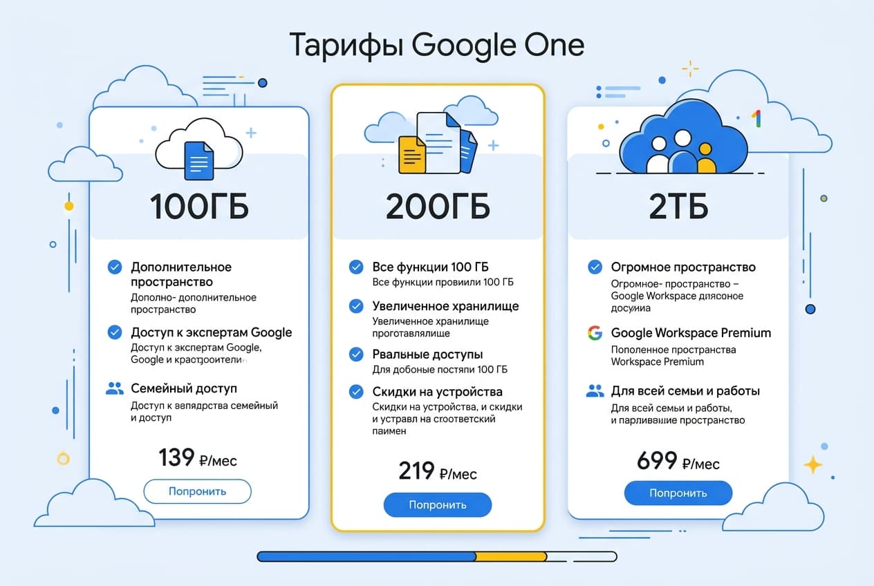 Как оплатить подписку Google One из России в 2026 году: без зарубежной карты — фото 2