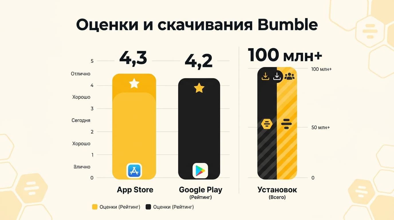 Bumble: отзывы, оценки в сторах и за что приложение ругают чаще всего — фото 1