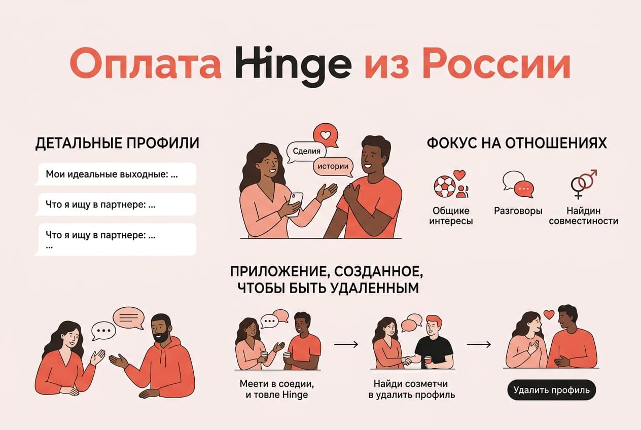 Как купить подписку Hinge из России в 2026 году: без зарубежной карты