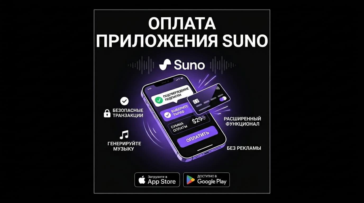 Оплата Suno из России: App Store, Google Play и что делать без зарубежной карты