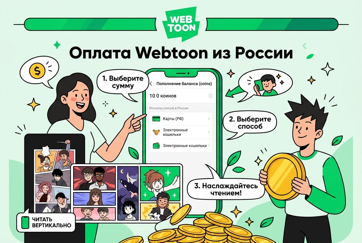 Как оплатить Webtoon из России в 2026 году: без зарубежной карты