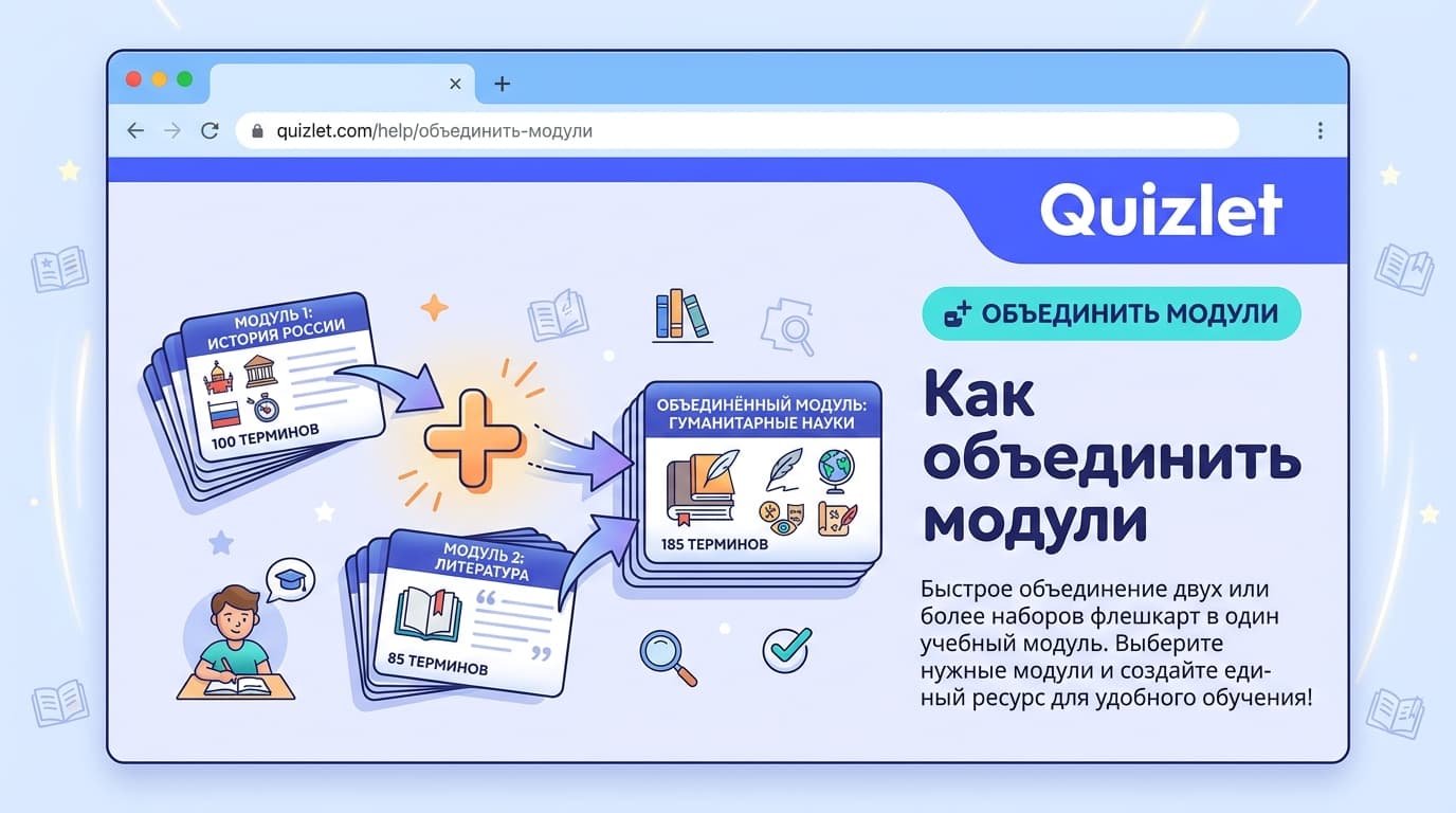 Как объединить модули в Quizlet: рабочий способ и обходные пути