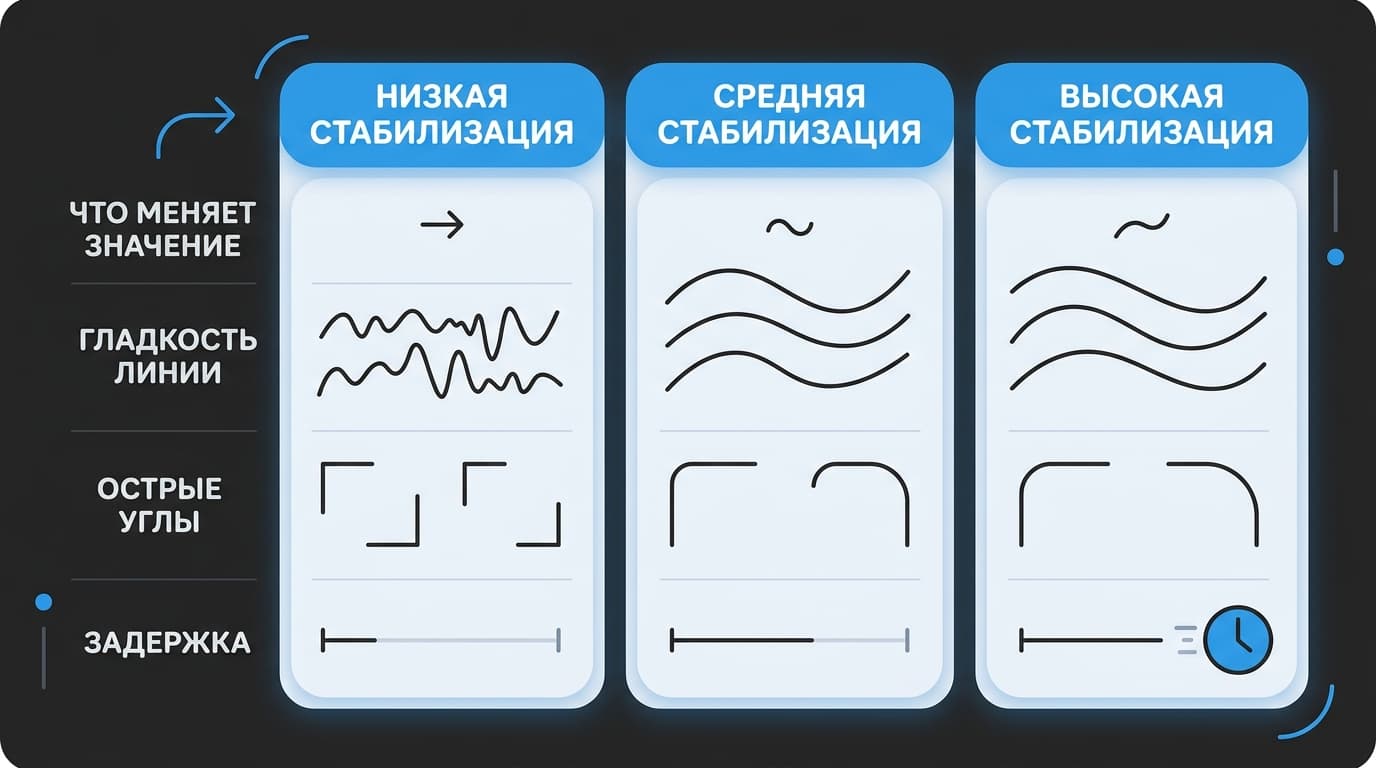 Как включить стабилизацию в Clip Studio Paint на мышке и убрать дрожащие линии — фото 2