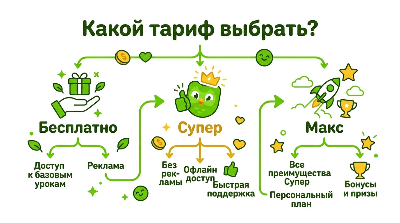 Как оплатить Duolingo из России в 2026 году: Super, Max и что вы получаете — фото 4