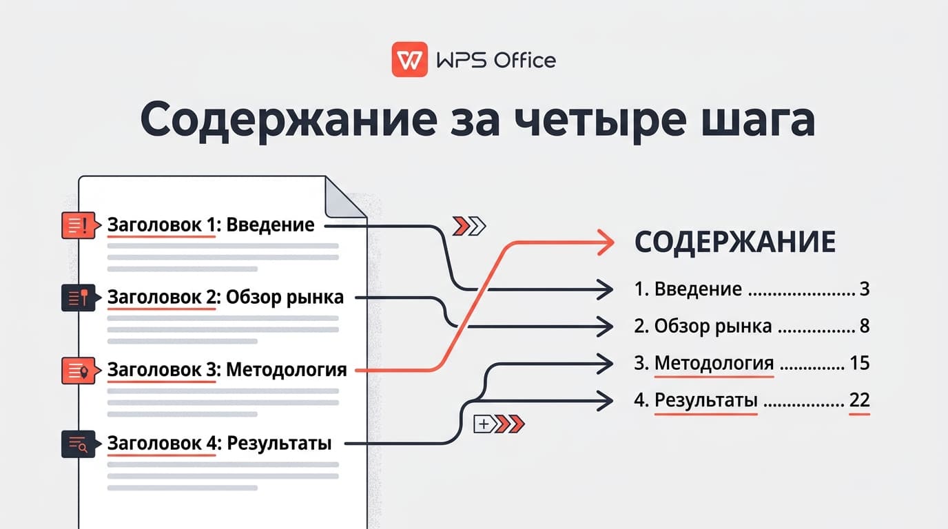 Как сделать содержание в WPS Office: автоматическое оглавление за четыре действия