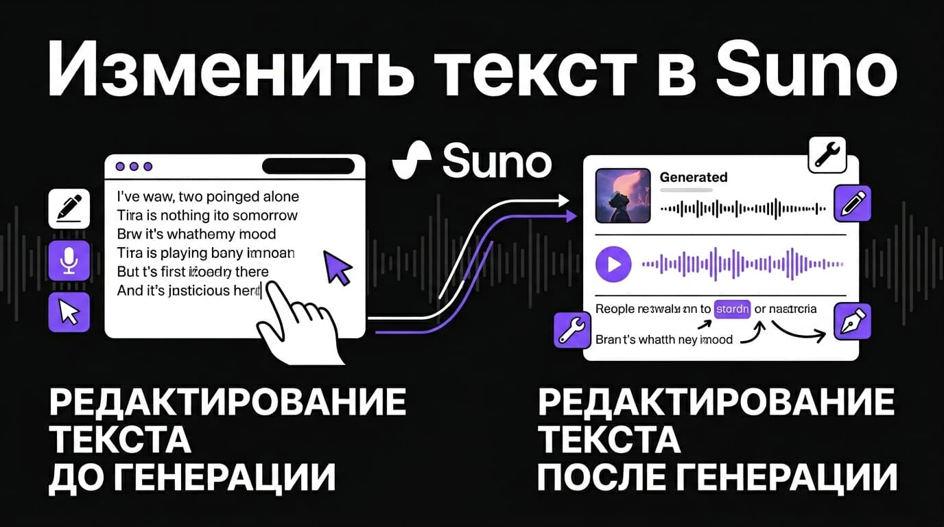 Как поправить текст песни в Suno: два разных сценария до и после генерации