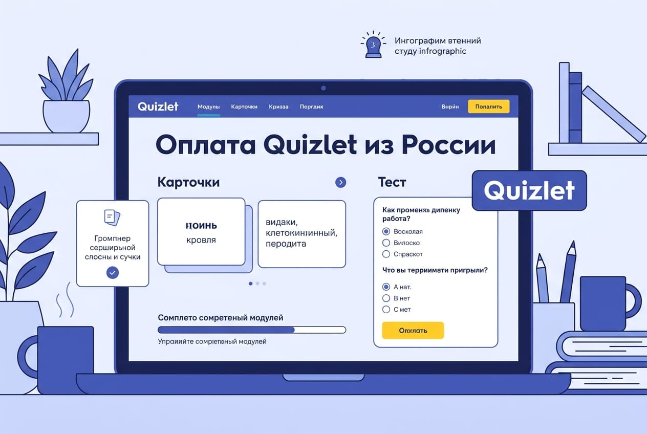 Как оплатить Quizlet из России в 2026 году: подписку Plus без зарубежной карты