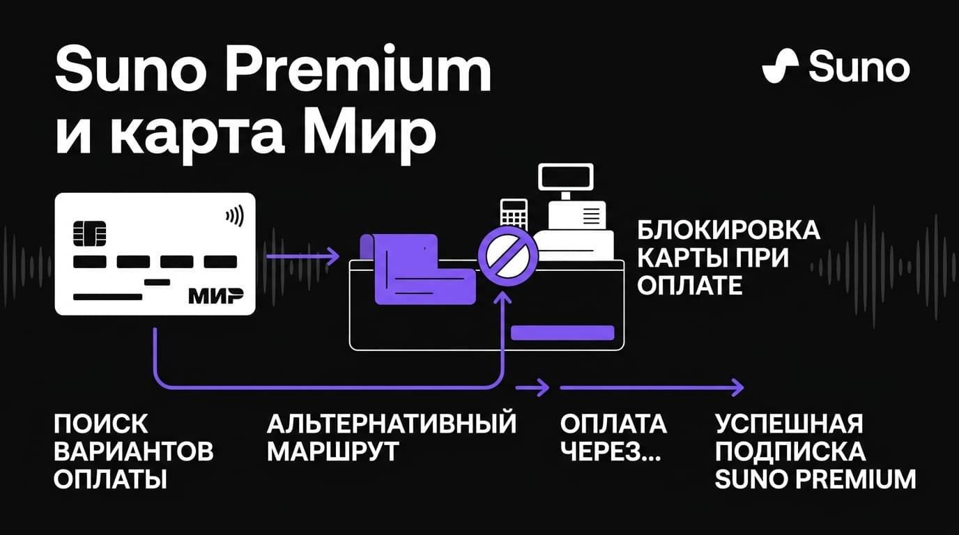Suno Premium и карта «Мир»: почему не платит и что делать вместо этого