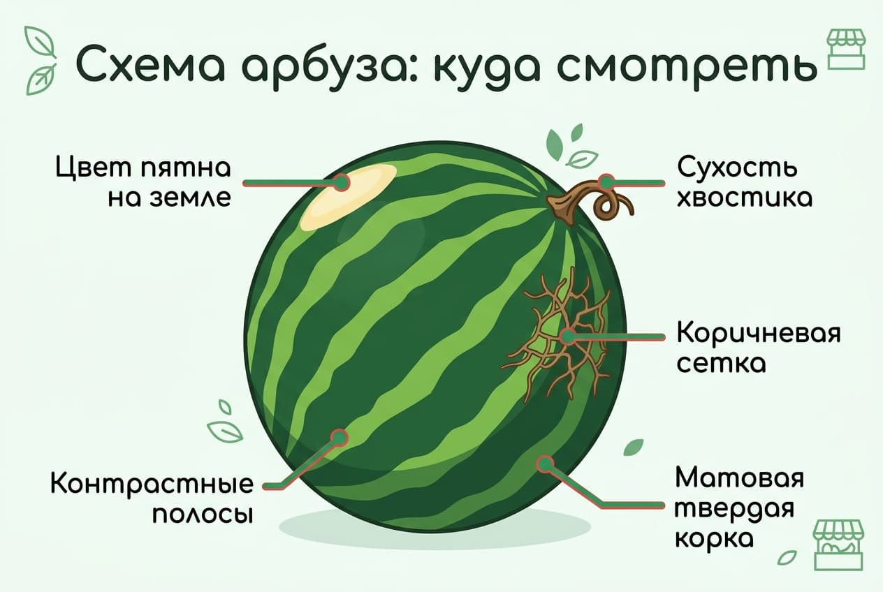 Как выбрать спелый арбуз: чек-лист признаков и разбор мифов — фото 2
