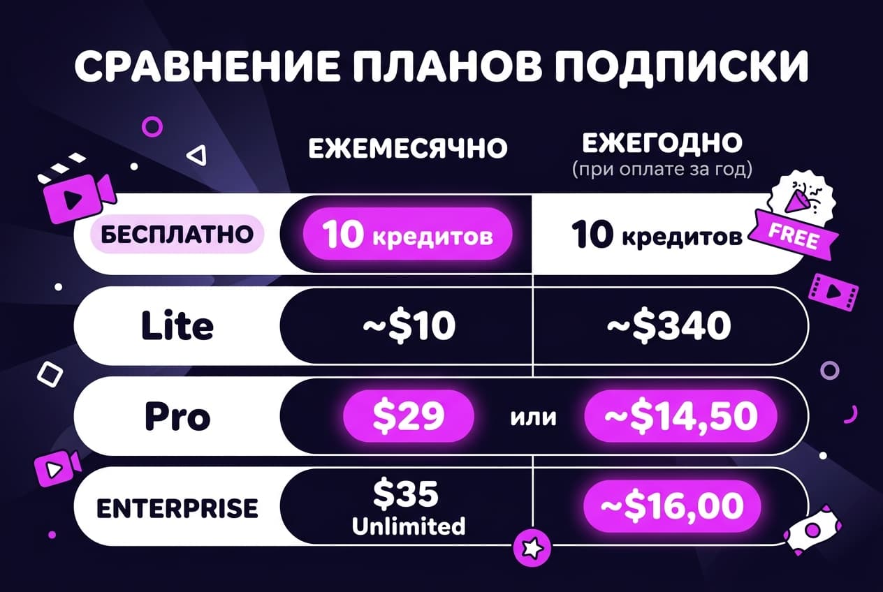 Как оплатить Pollo AI из России в 2026 году: тарифы, кредиты и честная математика — фото 1