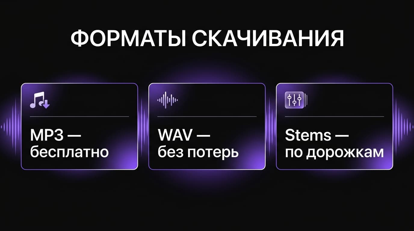 Скачивание трека из Suno: пошагово про форматы, компьютер, телефон и куда сохраняется файл — фото 2