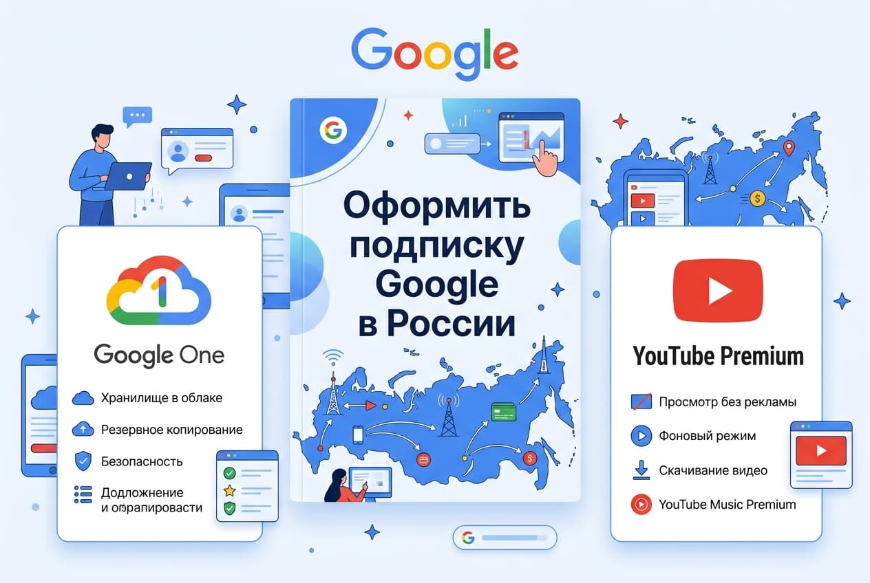 Как оформить подписку Google в России в 2026 году: без зарубежной карты