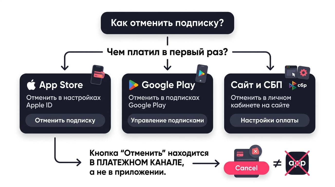 Как отменить подписку Twinby: три кассы, три разных пути и проверка, что деньги больше не уходят — фото 1