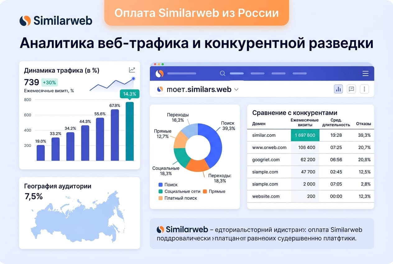 Как оформить подписку Similarweb из России в 2026 году: без зарубежной карты