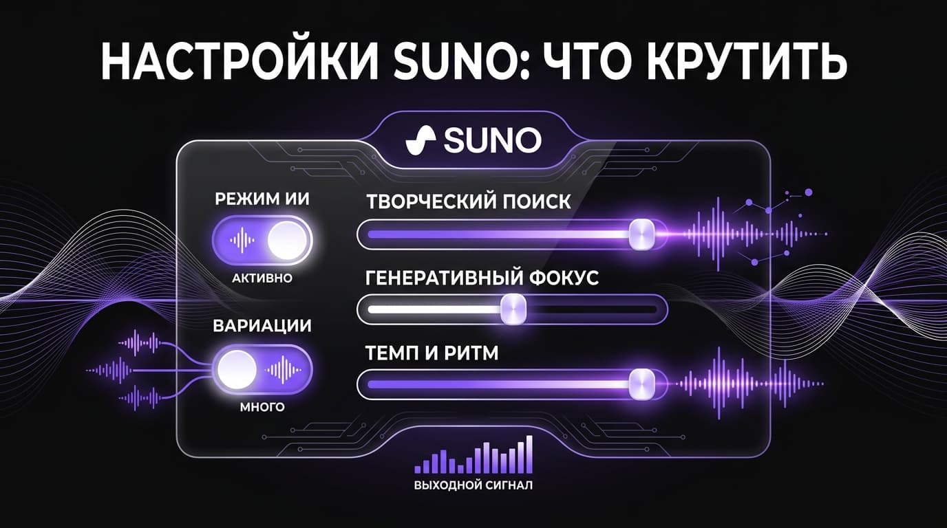 Как настраивать Suno: от Simple до Custom и ползунков, чтобы трек звучал как надо