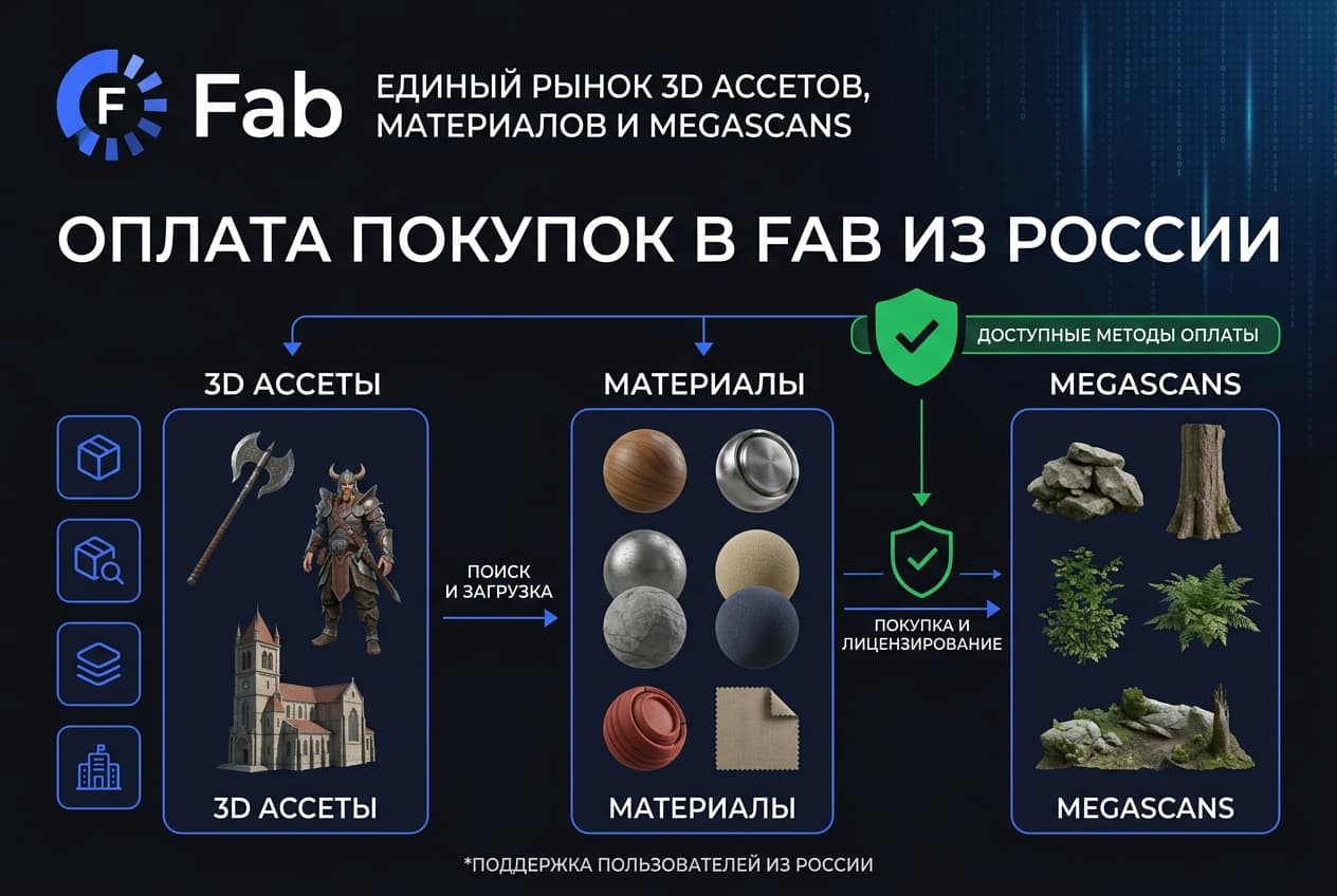 Как оплатить покупки в Fab из России в 2026 году: без зарубежной карты