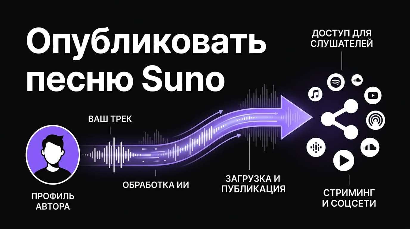 Публикация трека в Suno: как выложить песню и добраться до стримингов