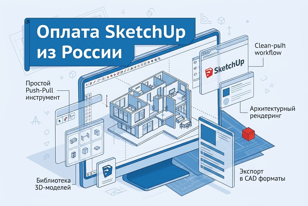 Как оформить подписку SketchUp из России в 2026 году: без зарубежной карты