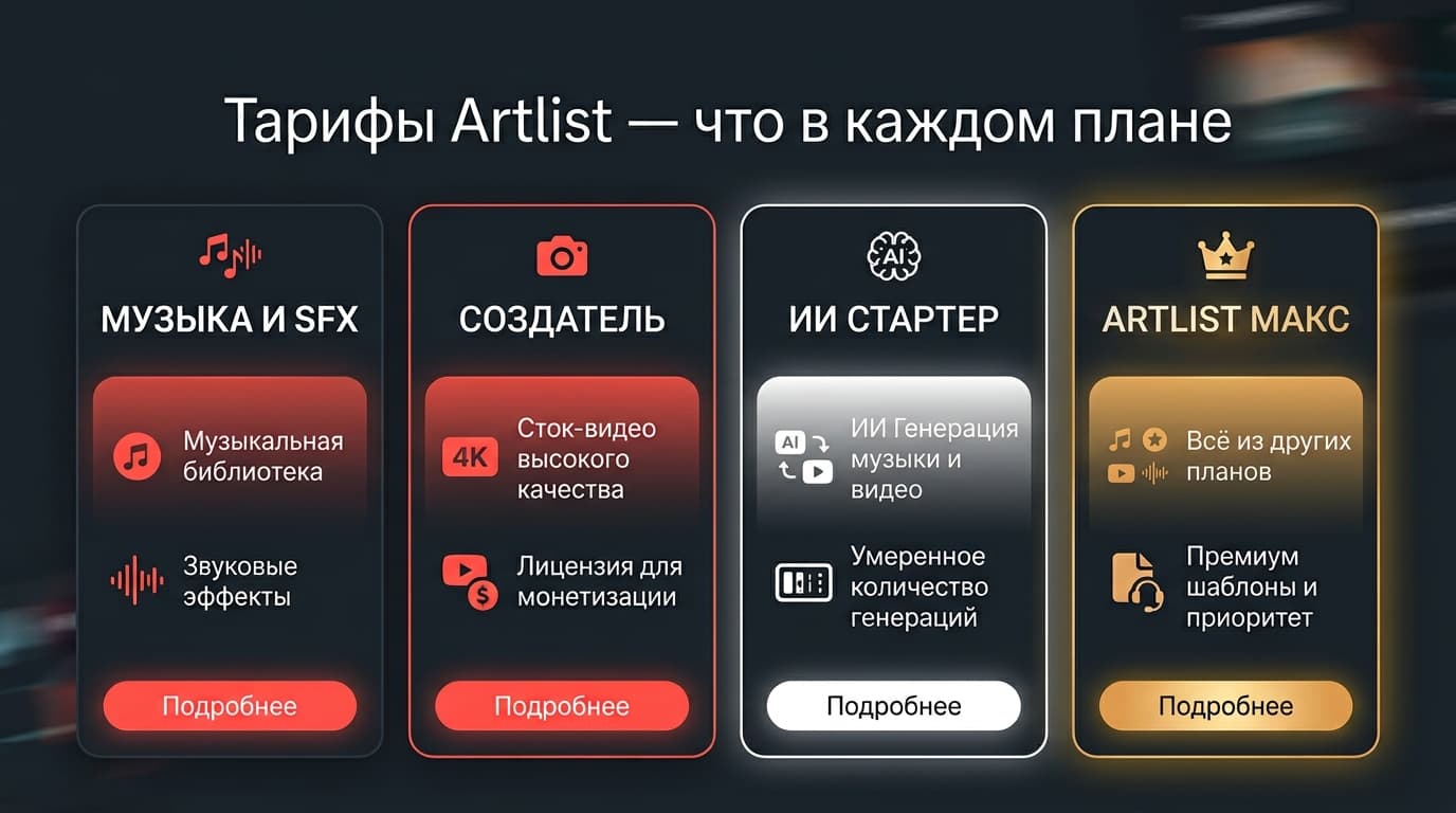 Artlist из России в 2026 году: как подключить лицензионную музыку и AI-инструменты для видео — фото 1
