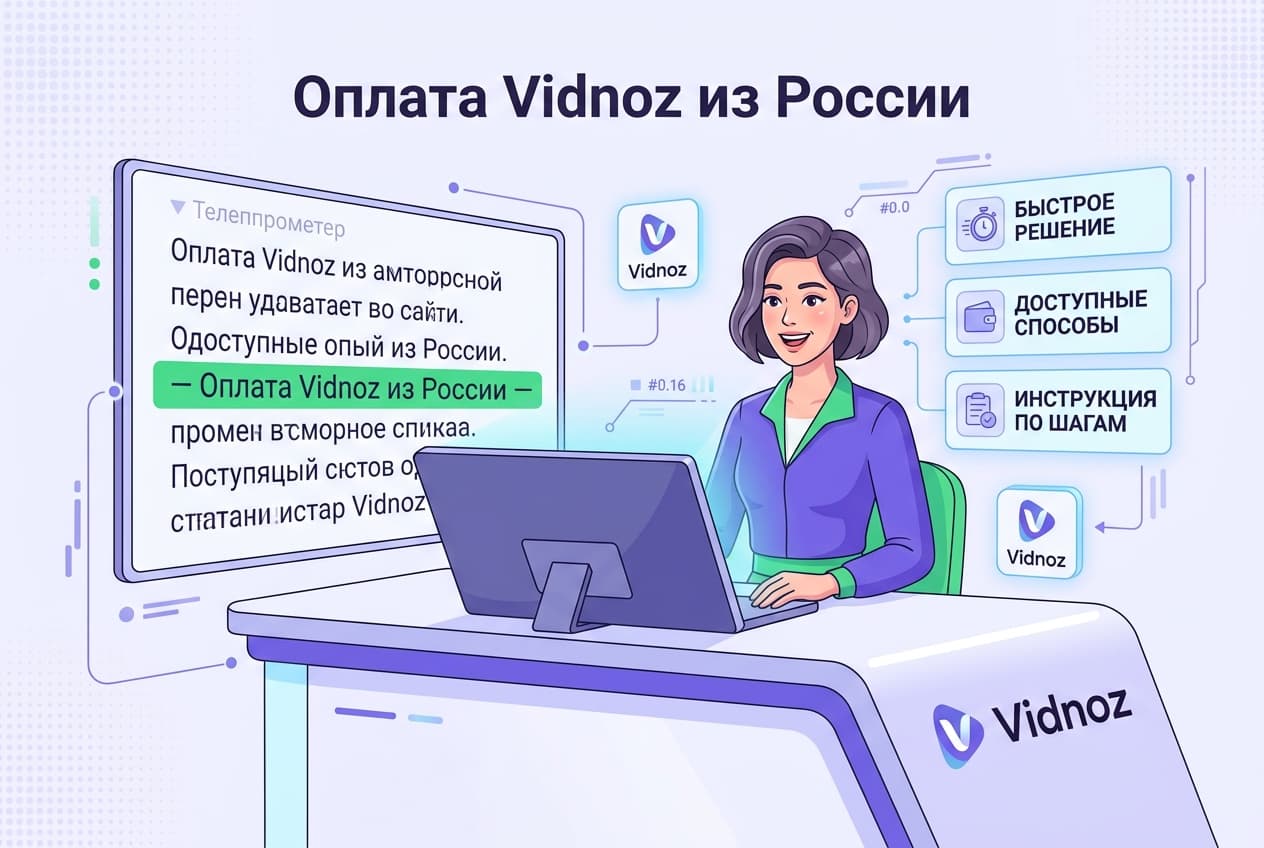 Как оформить подписку Vidnoz из России в 2026 году: без зарубежной карты