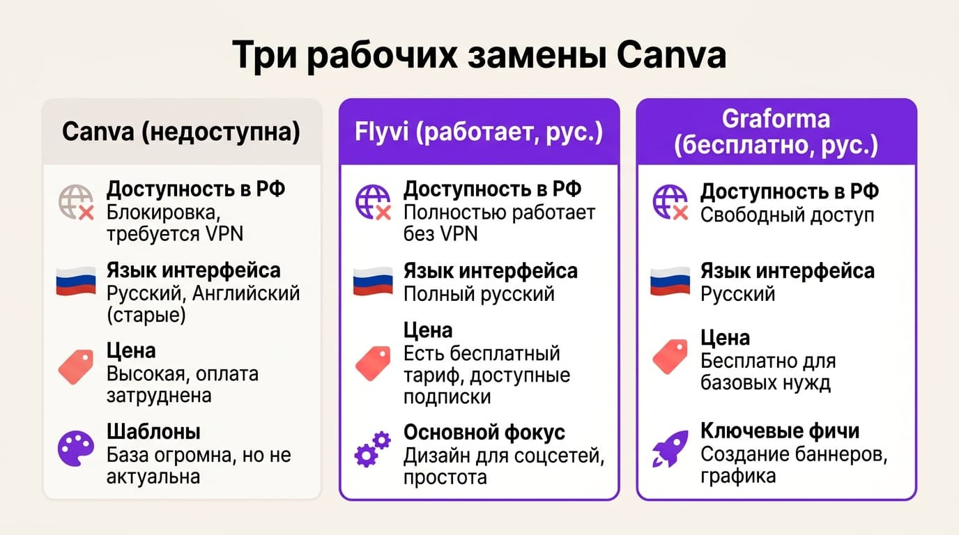 Canva заблокирована в России в 2026 году: чем реально заменить — фото 1