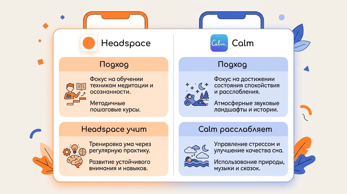 Сравнение Headspace и Calm: чем отличаются, что дешевле и кому какое приложение подойдёт — фото 1