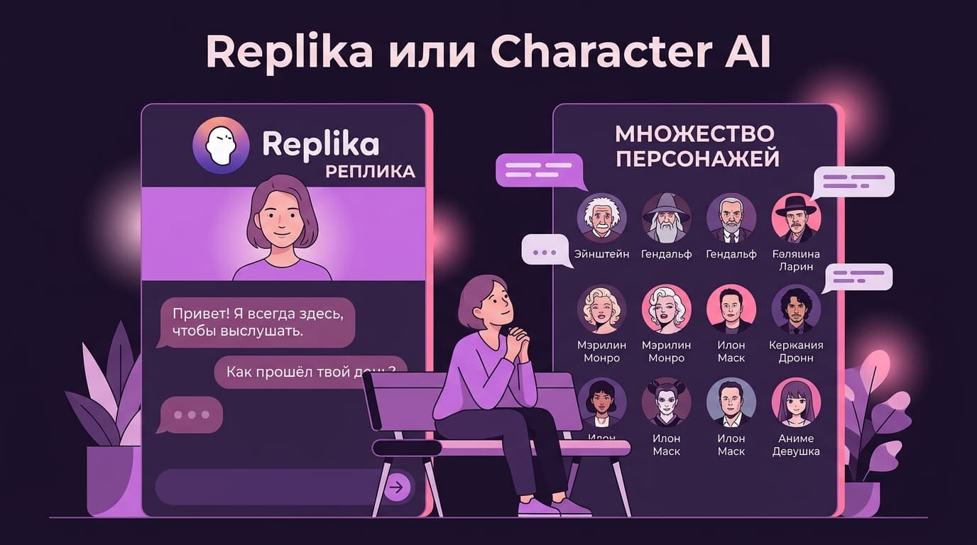 Replika против Character AI: как понять, какой ИИ-собеседник тебе нужен в 2026