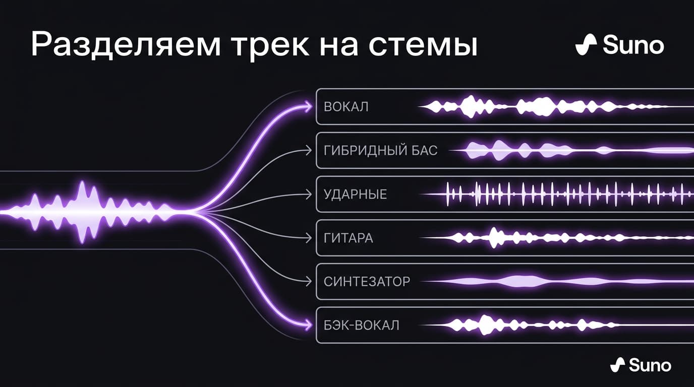 Как разделить трек на дорожки (стемы) в Suno: пошаговая инструкция