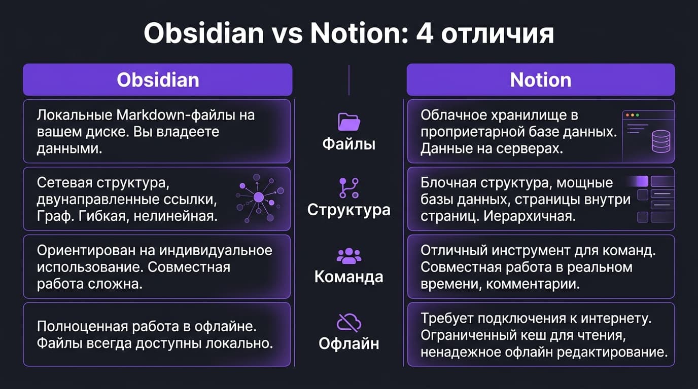 Notion против Obsidian: какой инструмент для заметок выбрать в 2026 году — фото 1