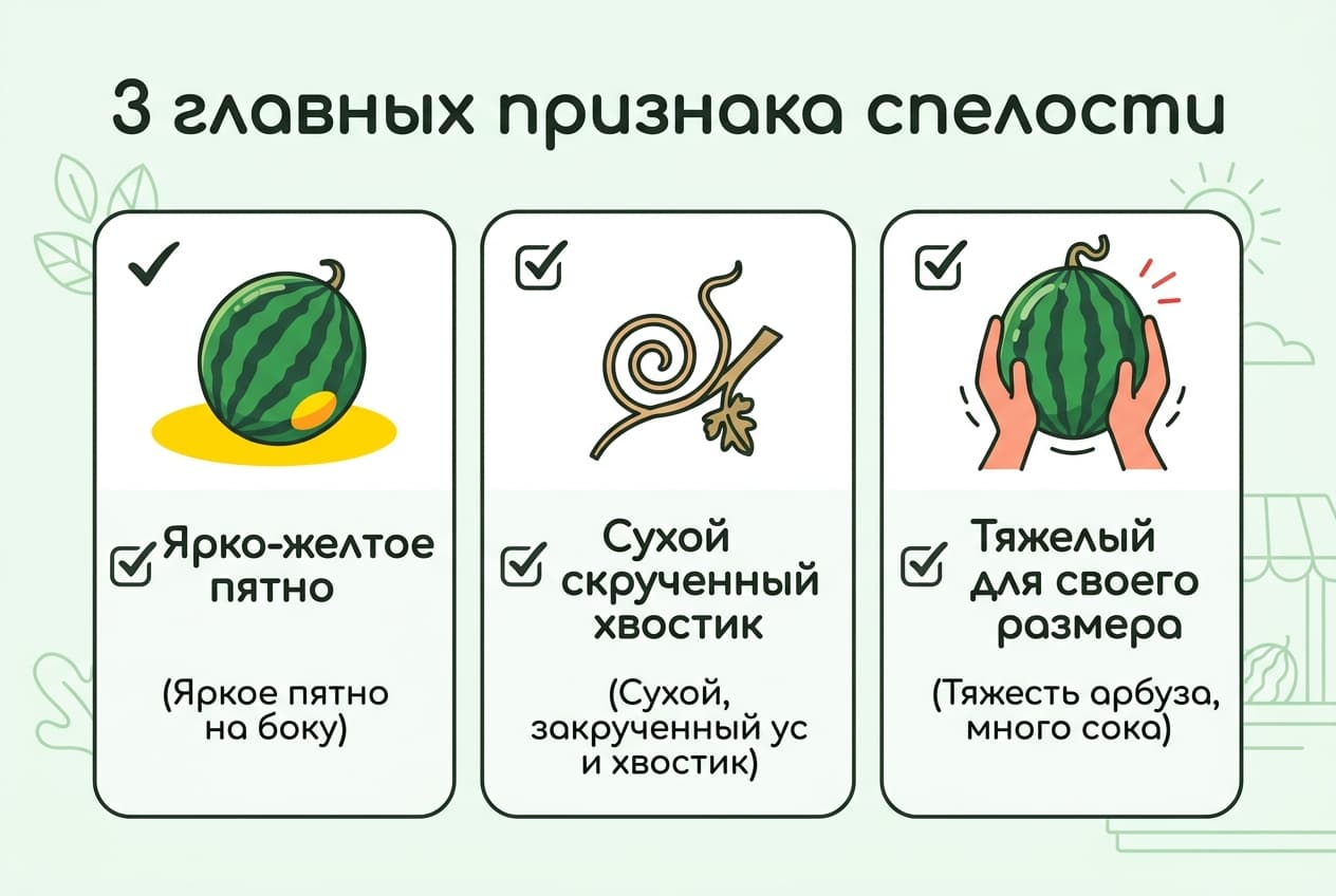 Как выбрать спелый арбуз: чек-лист признаков и разбор мифов — фото 1