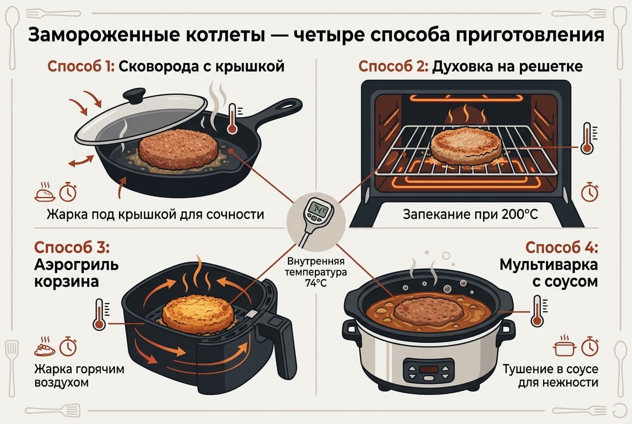 Как готовить замороженные котлеты: 4 способа с таймингами