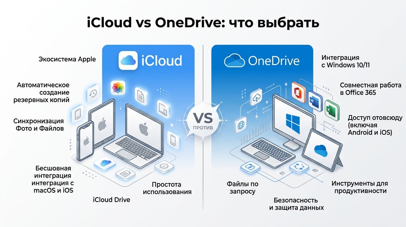 Что выбрать для облака: iCloud или OneDrive