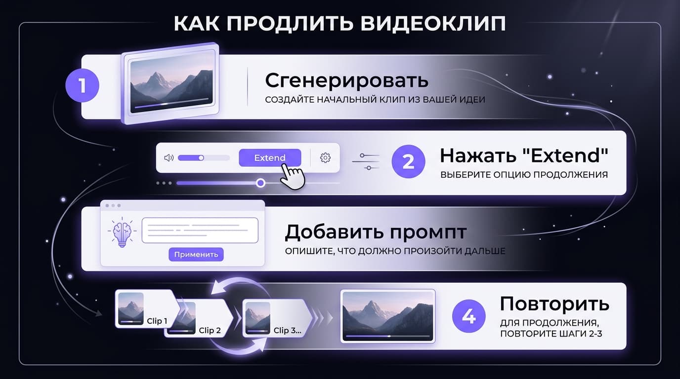 Как сделать ролик длиннее в Luma Dream Machine: Extend, кредиты и лимиты — фото 2