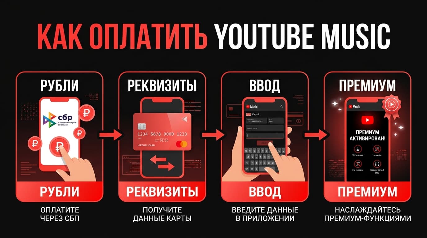 Оплата YouTube Music из России в 2026 году: три рабочих схемы — фото 3