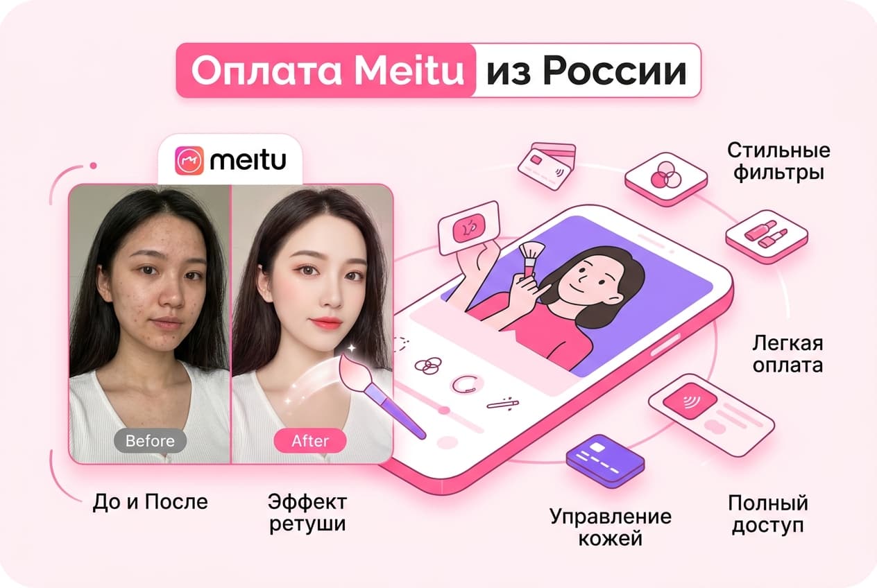 Как оплатить Meitu из России в 2026 году: подписку VIP без зарубежной карты