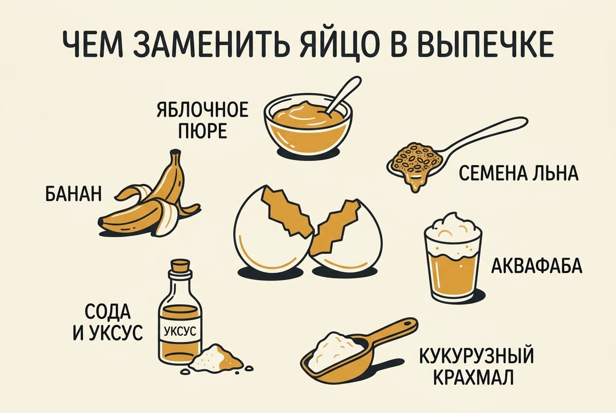 Чем заменить яйцо в выпечке: таблица замен и пропорции