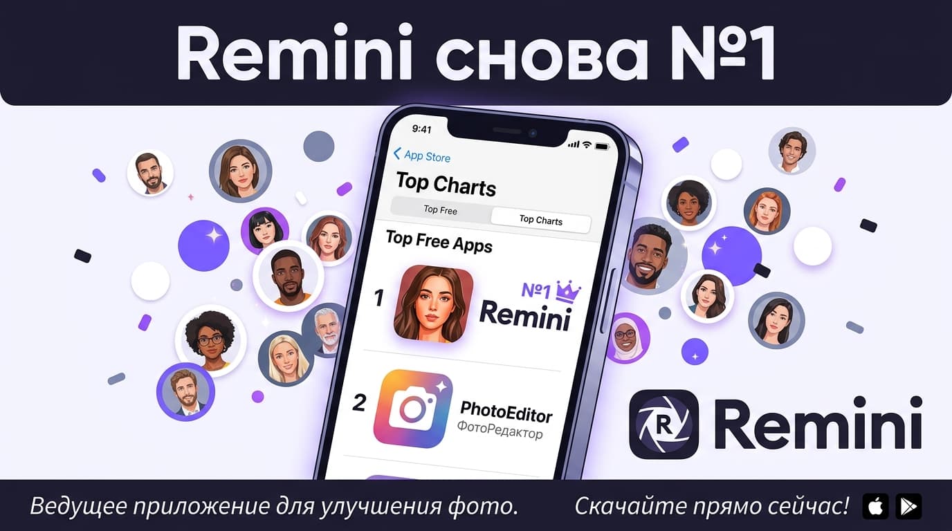 Remini снова №1 в App Store: что даёт подписка и стоит ли платить