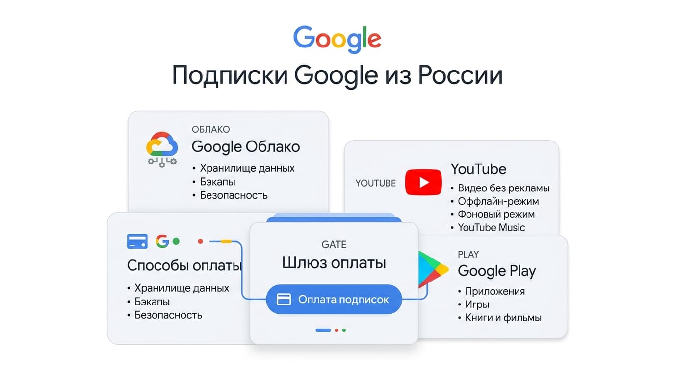 Как оформить подписку Google из России: One, YouTube Premium и Play